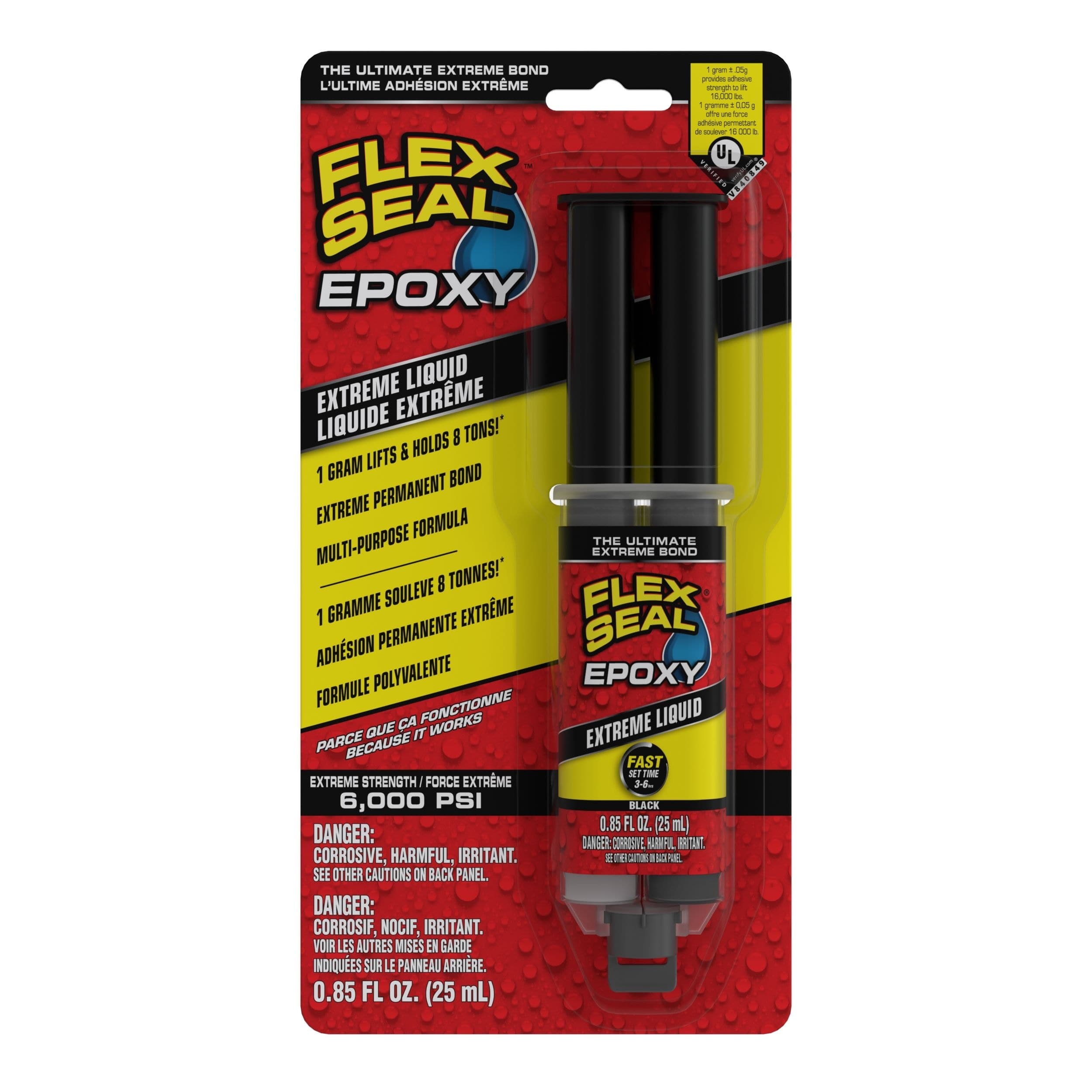 As Seen On TV Flex Seal Extreme Liquid Epoxy Syringe, Glue Adhesive/Filler, Black, 25-mL