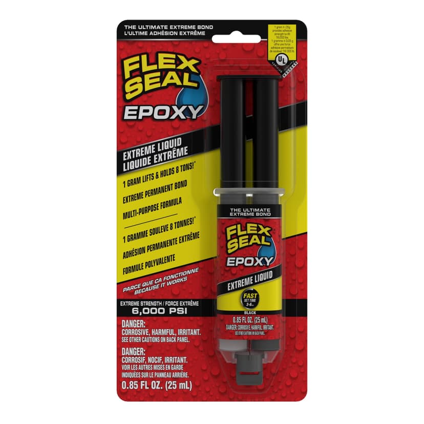 As Seen On TV Flex Seal Extreme Liquid Epoxy Syringe, Glue Adhesive/Filler, Black, 25-mL
