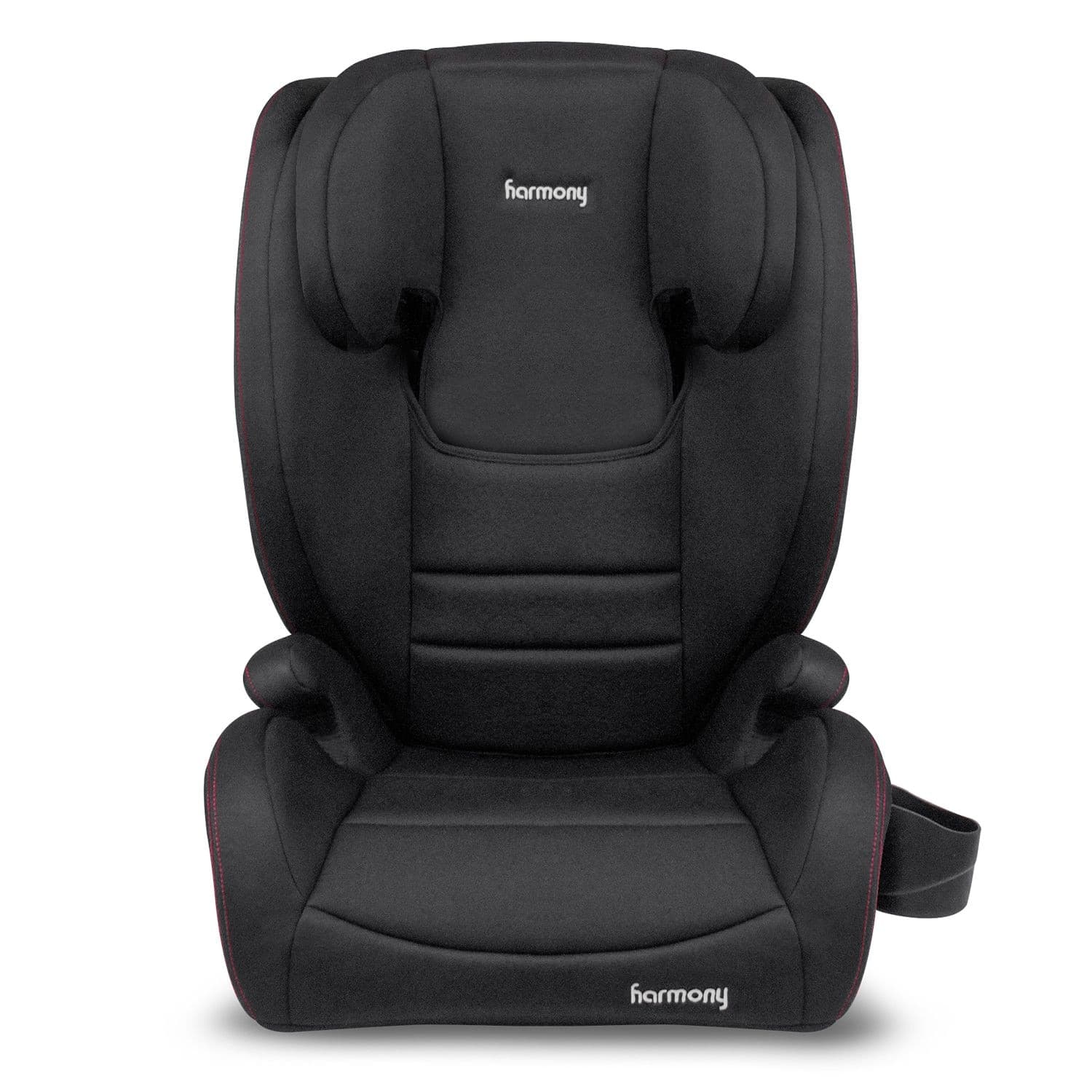 Harmony Genesys Deluxe High Back Booster, Black with Red Stitching