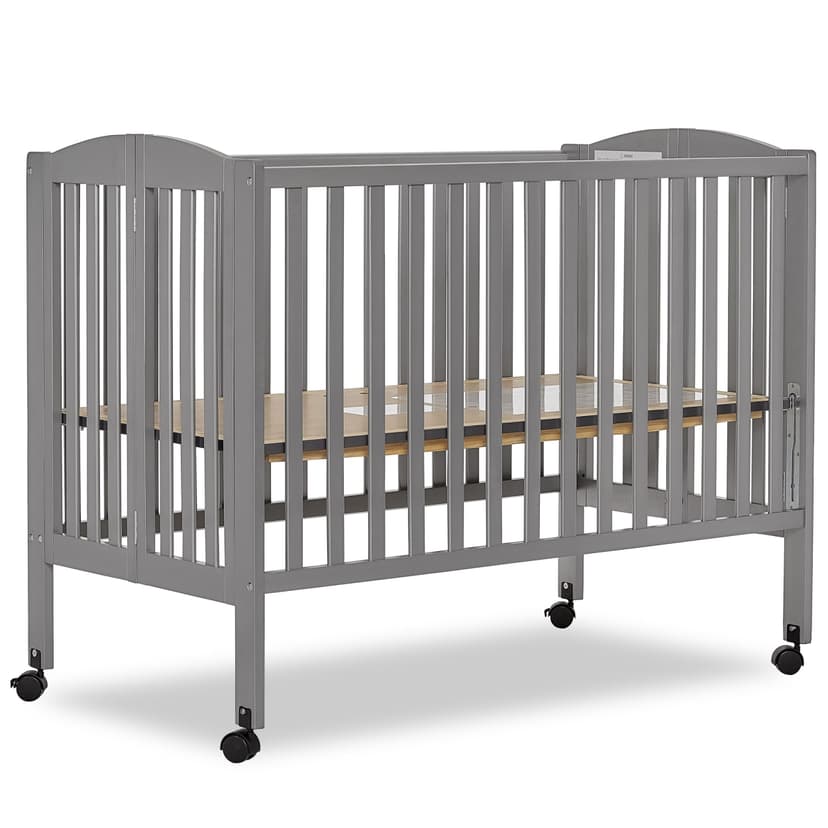 Dream on Me Full Size 2-in-1 Foldable Crib, Steel Grey