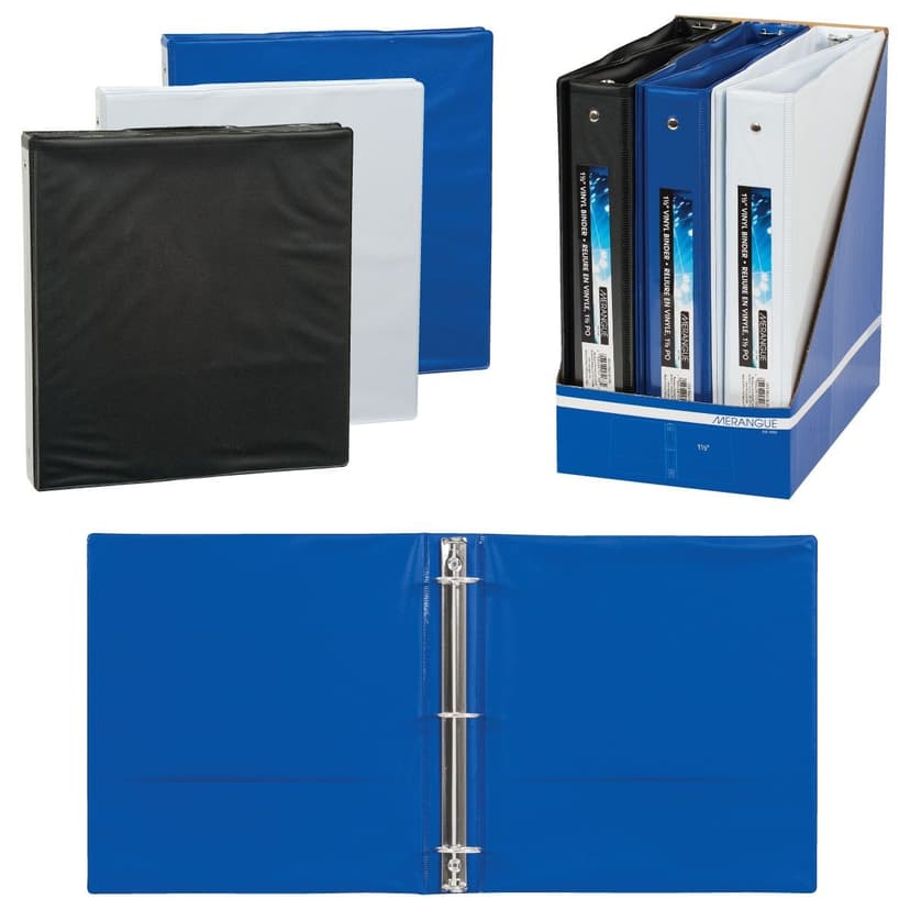 Merangue Vinyl View 3-Ring Binder, 1-1/2", Assorted Colours