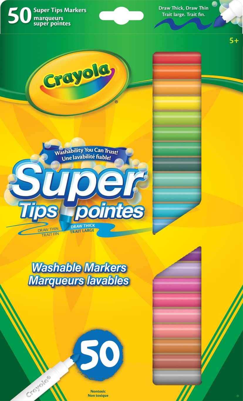 Crayola Super Tips Washable Markers, 50 Pieces, Multicolour