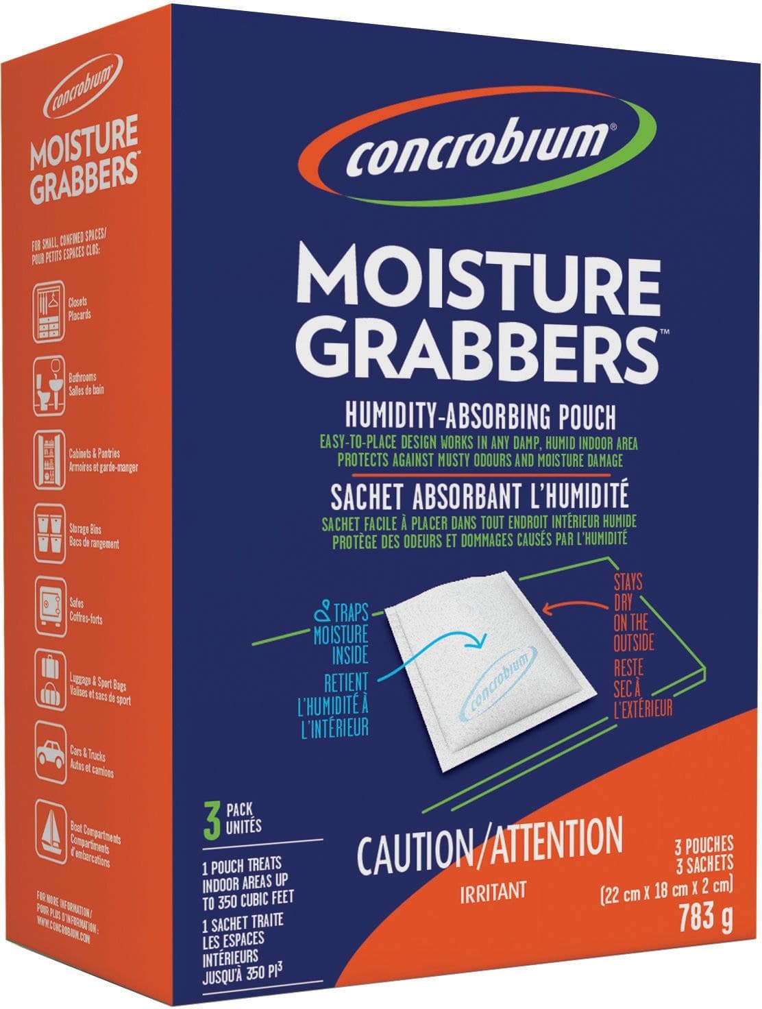 Concrobium Moisture Grabbers Humidty Absorbing Pouch, 3-pk, 783-g