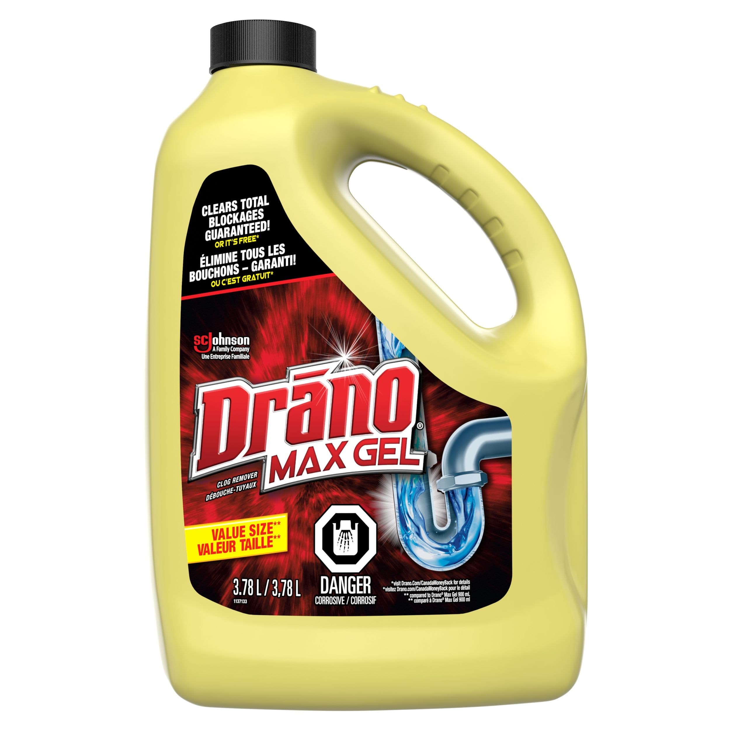 Drano Max Gel Drain Cleaner & Clog Remover, 3.78-L