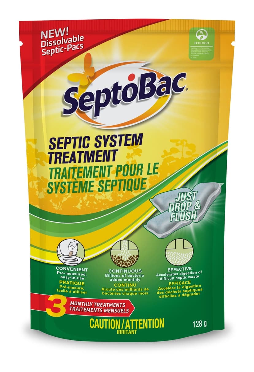 SeptoBac Septic System Treatment Dissolvable Septic Pacs, 3 Monthly Treatments, 128-g