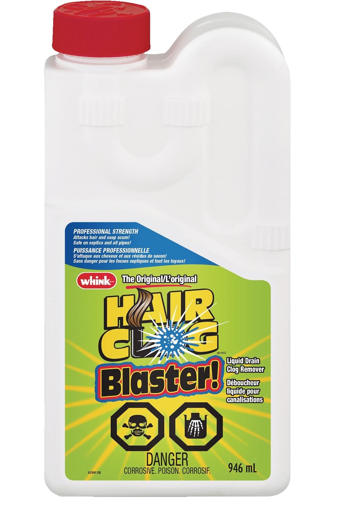 Whink Hair Clog Blaster Liquid Drain Clog Remover, 946-mL