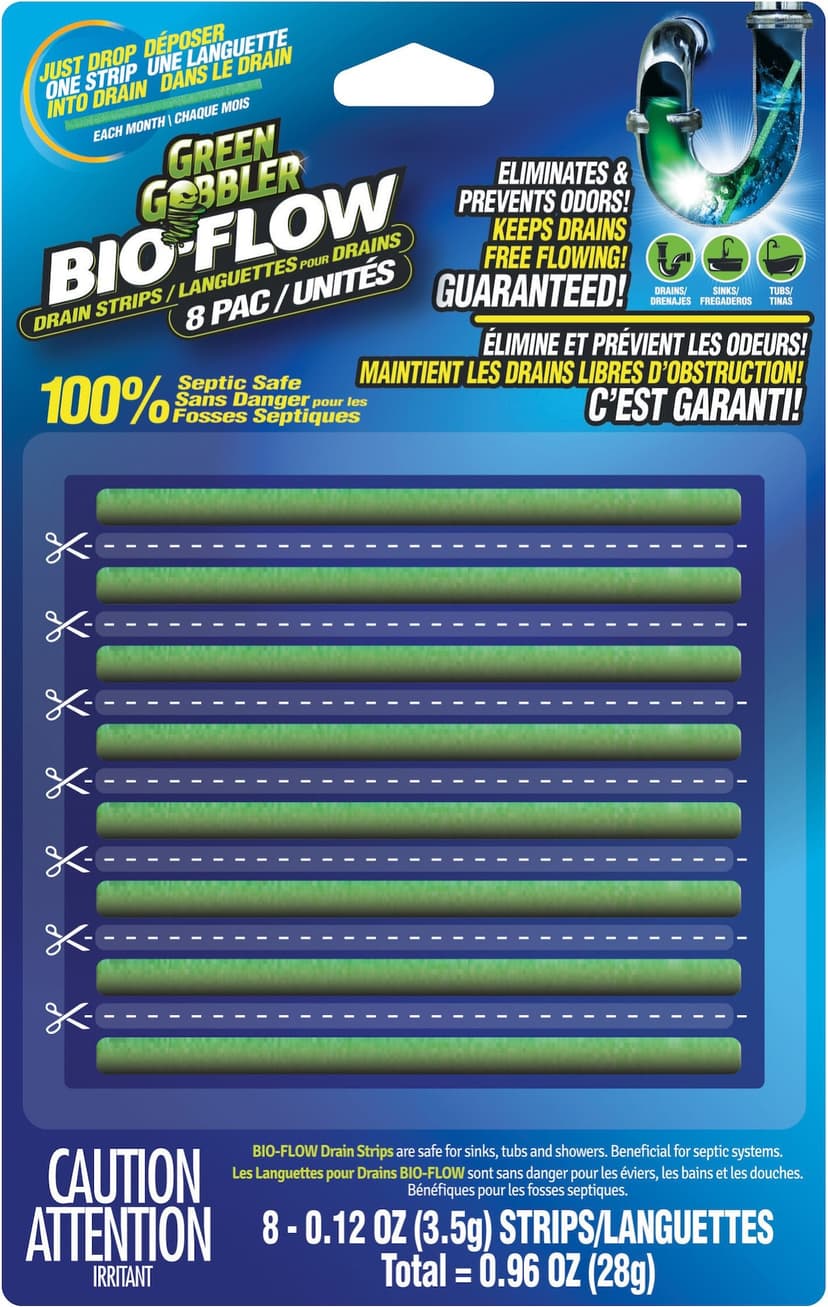 Green Gobbler Bio-Flow Septic Safe Drain Strips, 8-pc x 3.5-g
