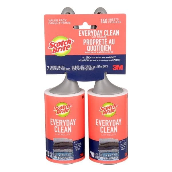 Scotch-Brite Lint Roller, 70 Sheets, 2-pk