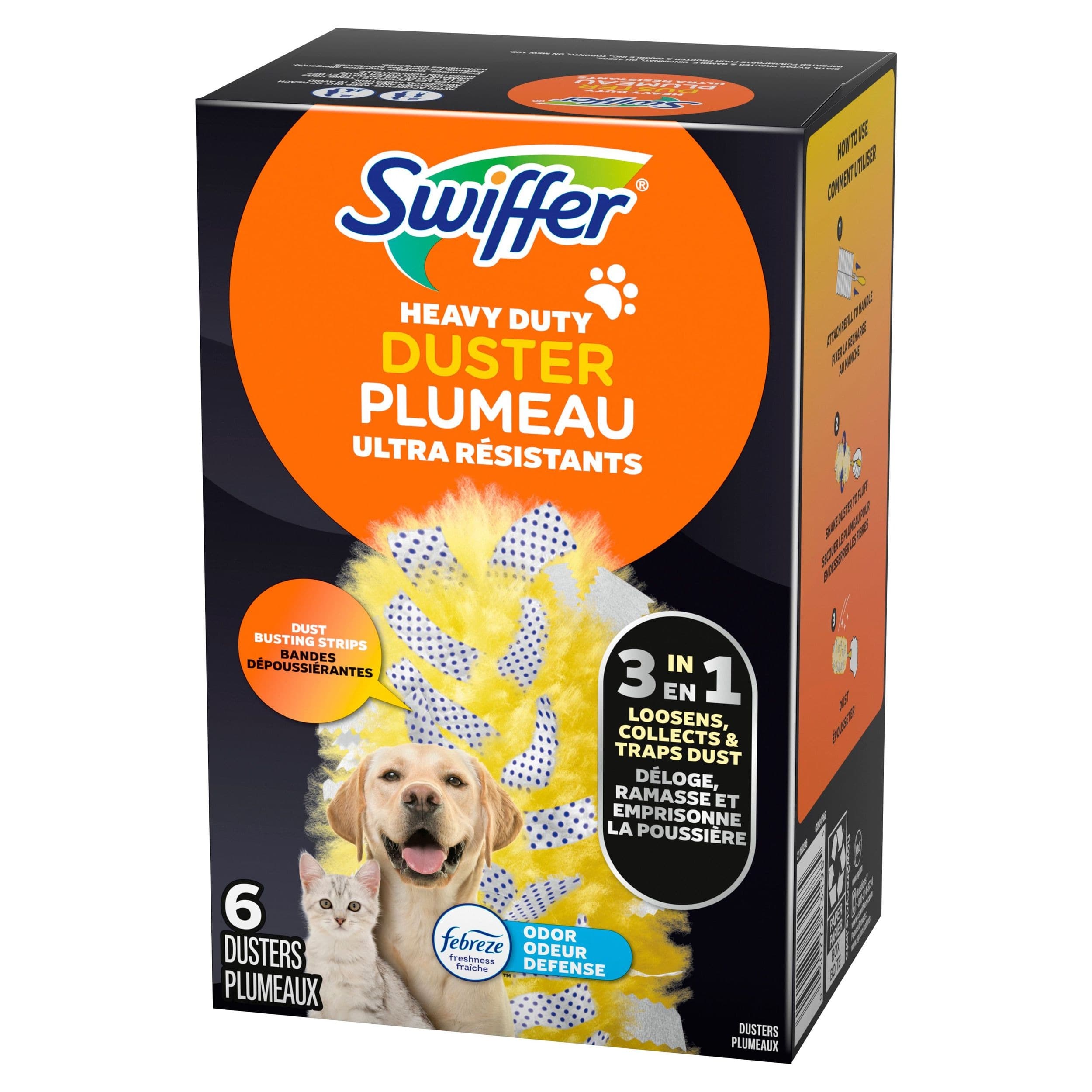 Swiffer Dusters Heavy Duty Pet Multi-Surface Refills, with Febreze Odor Defense, 6 Count