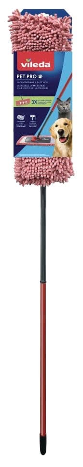Vileda Pet Pro Reusable/Washable Microfibre Flat Mop