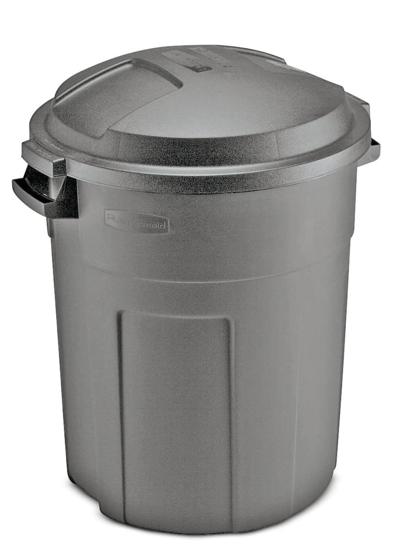 Rubbermaid Heavy-Duty Plastic Circular Garbage Can, Black, 75.7-L