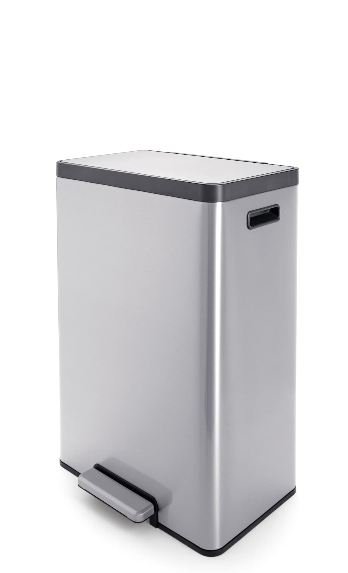 type A Stainless Steel Rectangular Dual Compartment Garbage Can, 2 x 20-L