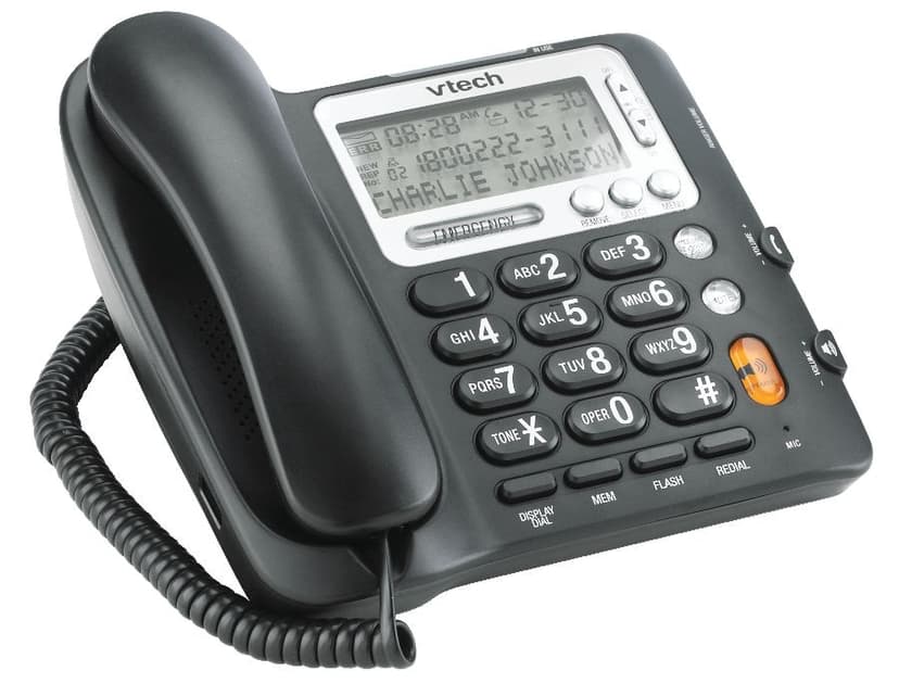 VTech Big Button Corded Phone and Speakerphone, Black