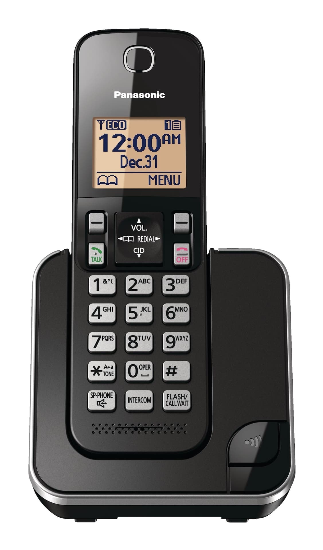 Panasonic DECT 6.0 Cordless Phone with Caller ID, 1 Handset, Black