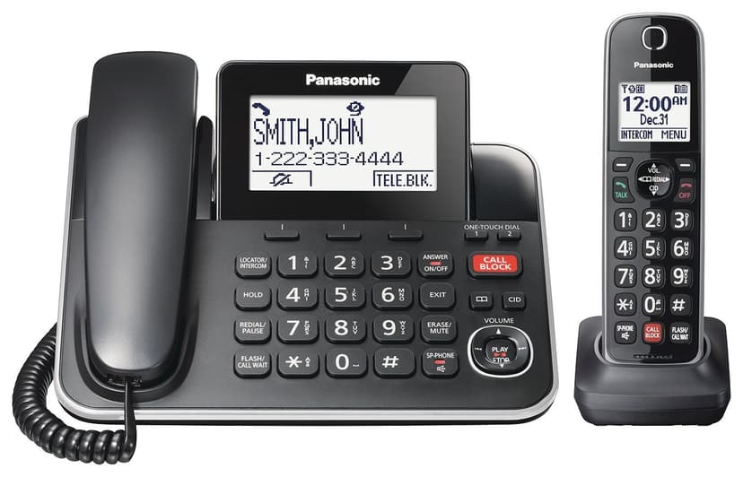 Panasonic DECT 6.0 Corded/Cordless Phone Combo with Answering System and Talking Caller ID, Black