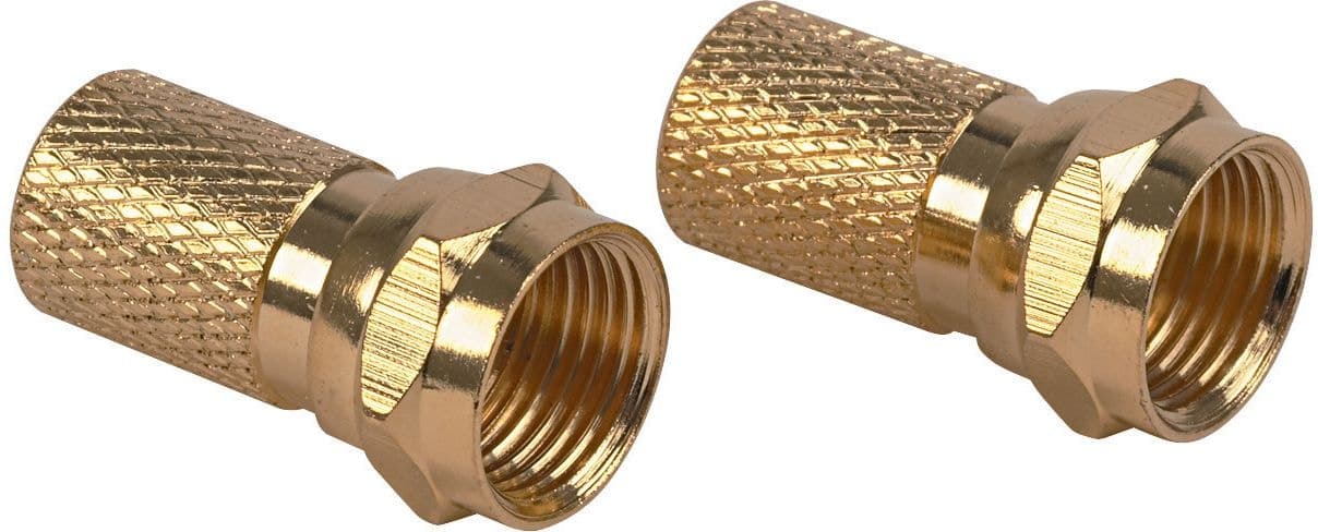 RCA Twist-On Coaxial Cable Connector, Gold, 2-pk