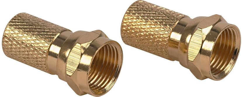 RCA Twist-On Coaxial Cable Connector, Gold, 2-pk