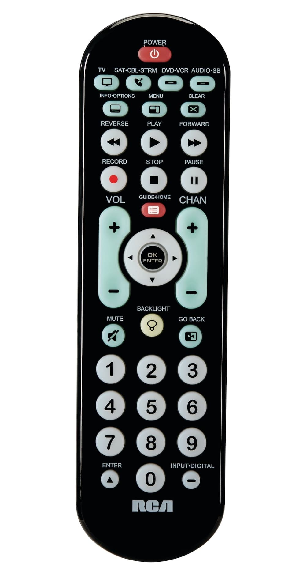 RCA CRCRBB04GR 4-Device Big Button Universal Remote Control, Black