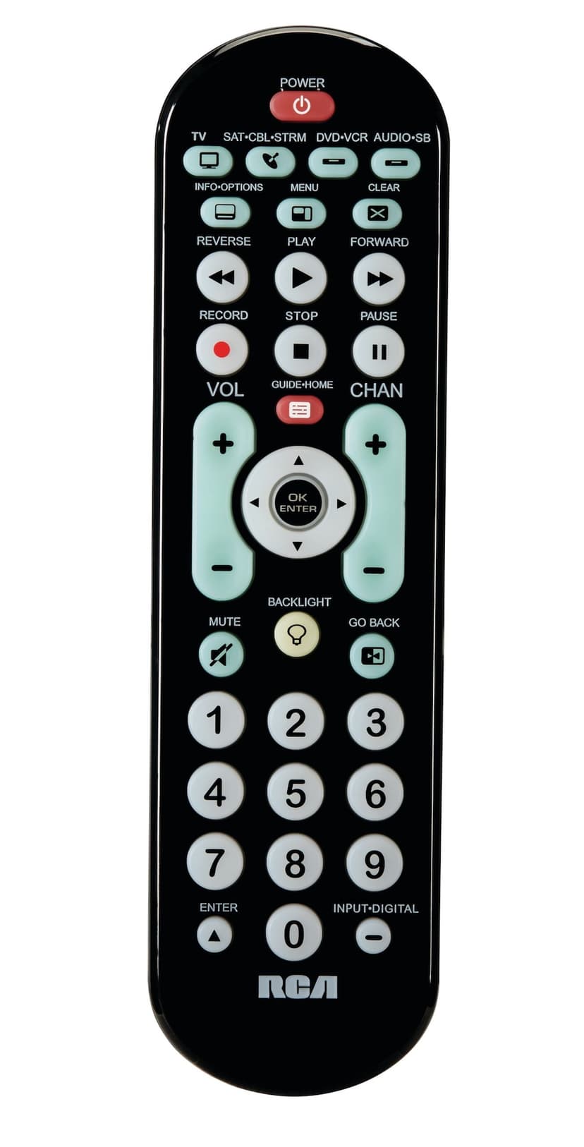 RCA CRCRBB04GR 4-Device Big Button Universal Remote Control, Black