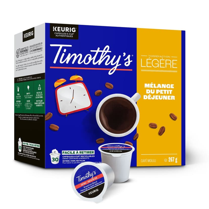 Keurig Timothy's Breakfast Blend Light Roast K-Cup® Coffee Pods, 267-g, 30-pk