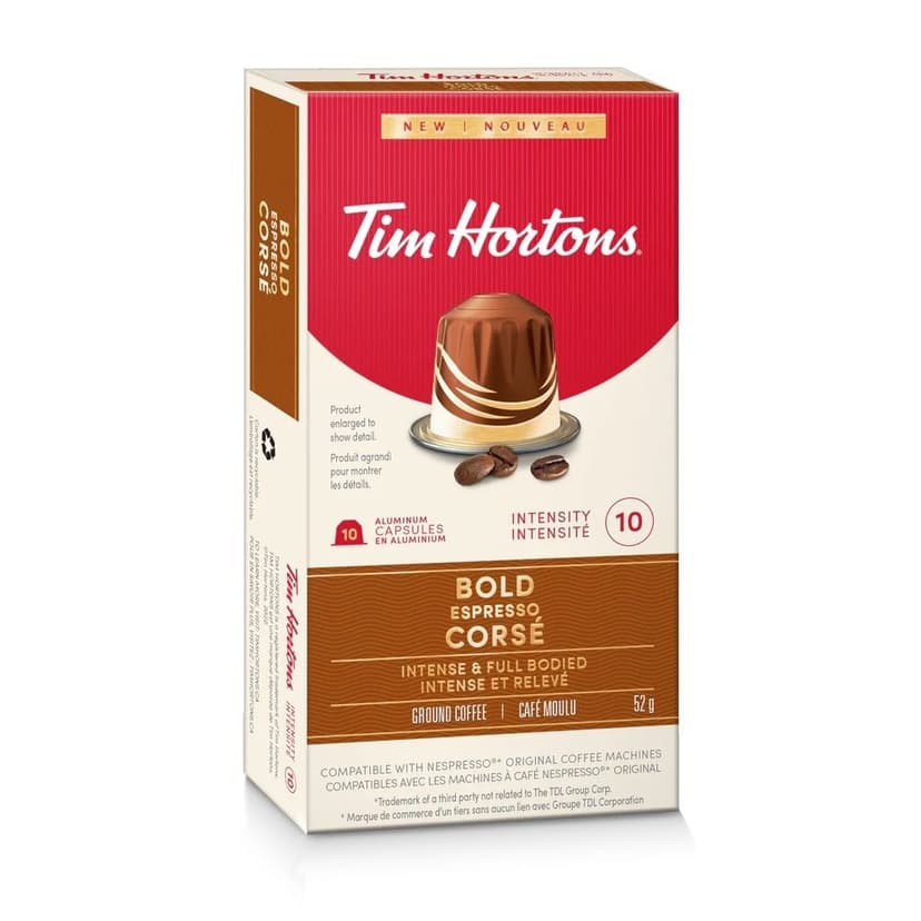 Tim Hortons Bold Espresso, Nespresso Compatible Coffee Capsules, 52-g, 10-pk