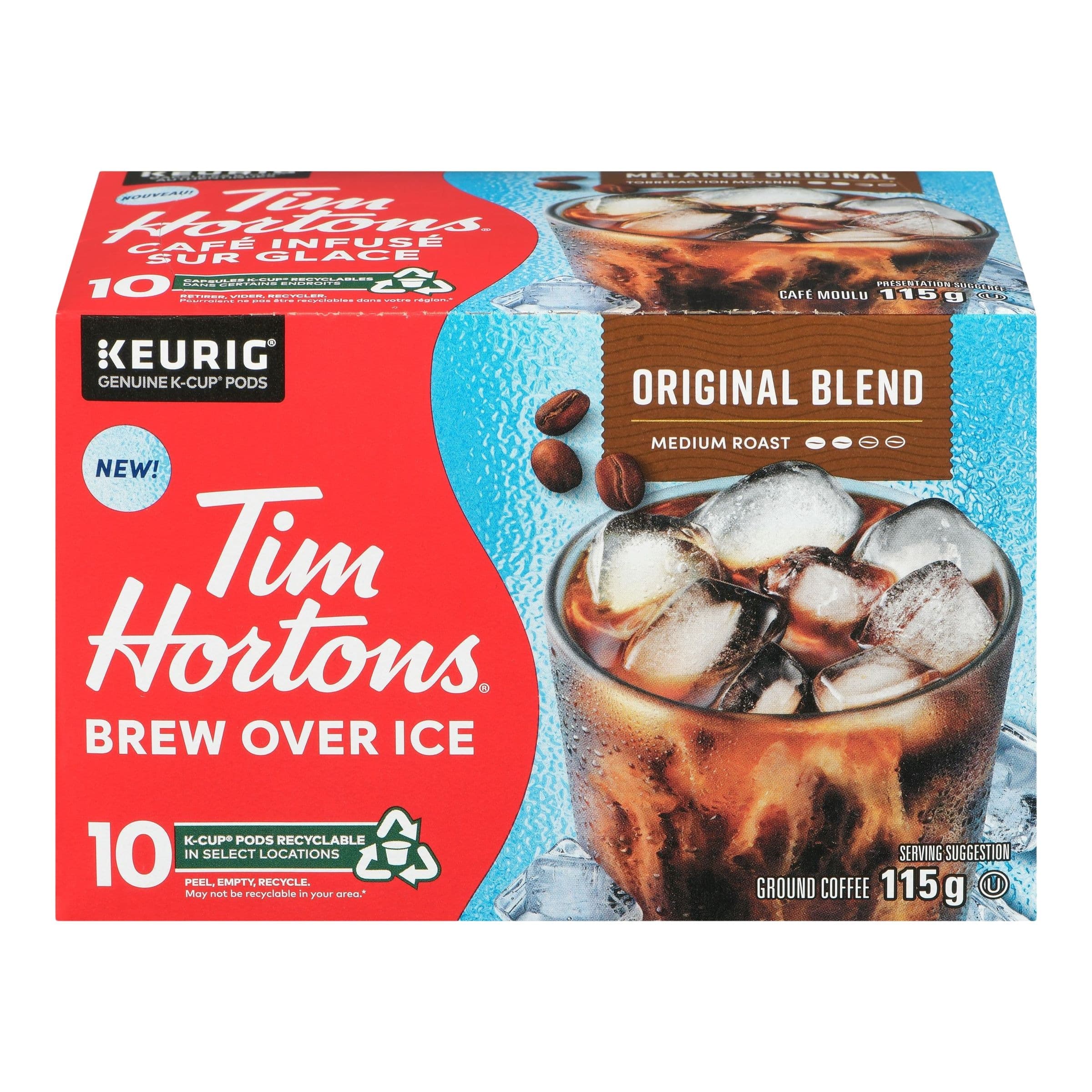 Tim Hortons Brew Over Ice Original Blend, K-Cup Coffee Pods, 10-pk