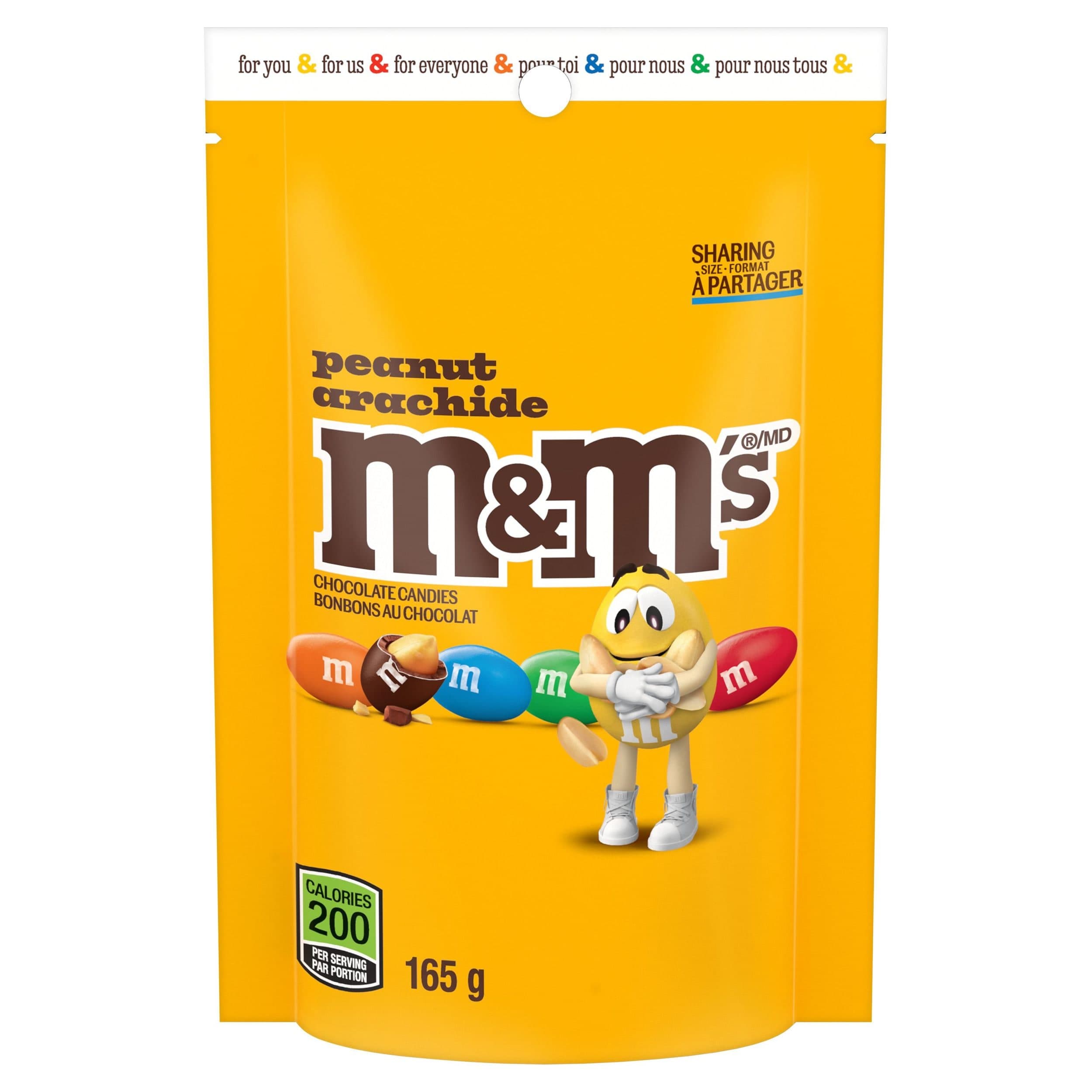 M&M's Peanut Milk Chocolate Candy Take Home Size Bag, 165-g