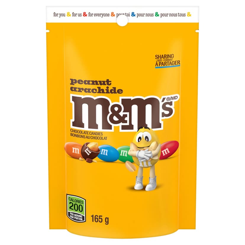 M&M's Peanut Milk Chocolate Candy Take Home Size Bag, 165-g