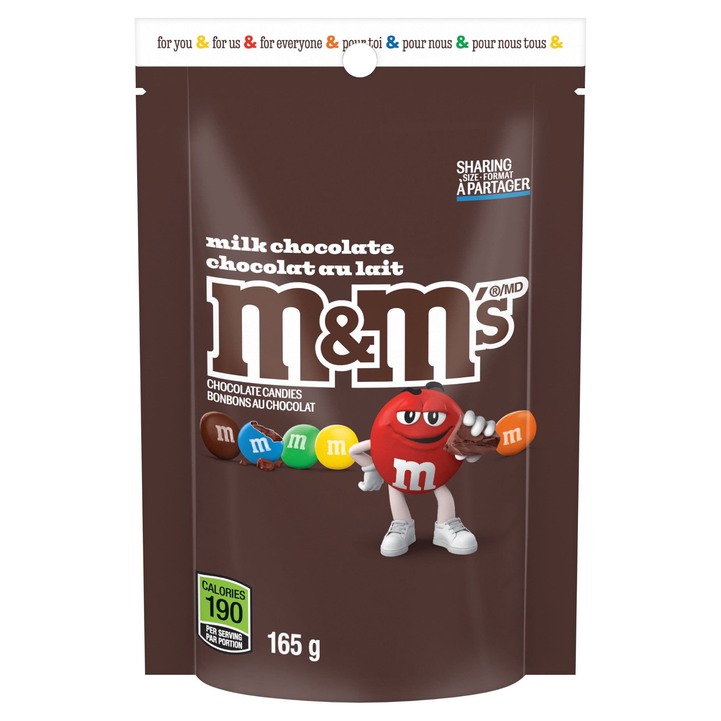 M&M's Milk Chocolate Candy Take Home Size Bag, 165-g