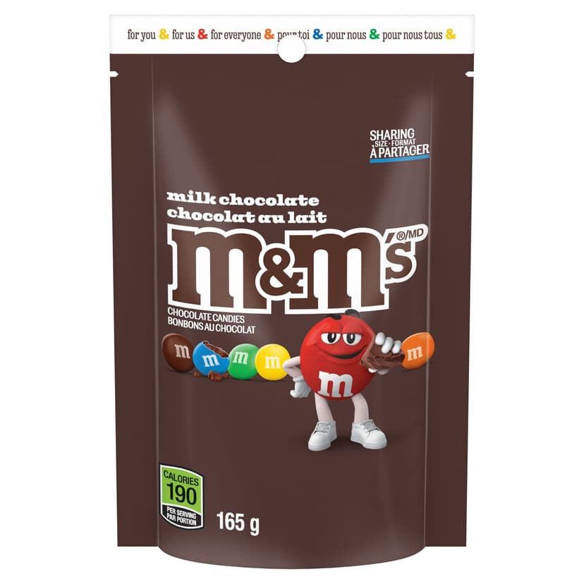 M&M's Milk Chocolate Candy Take Home Size Bag, 165-g