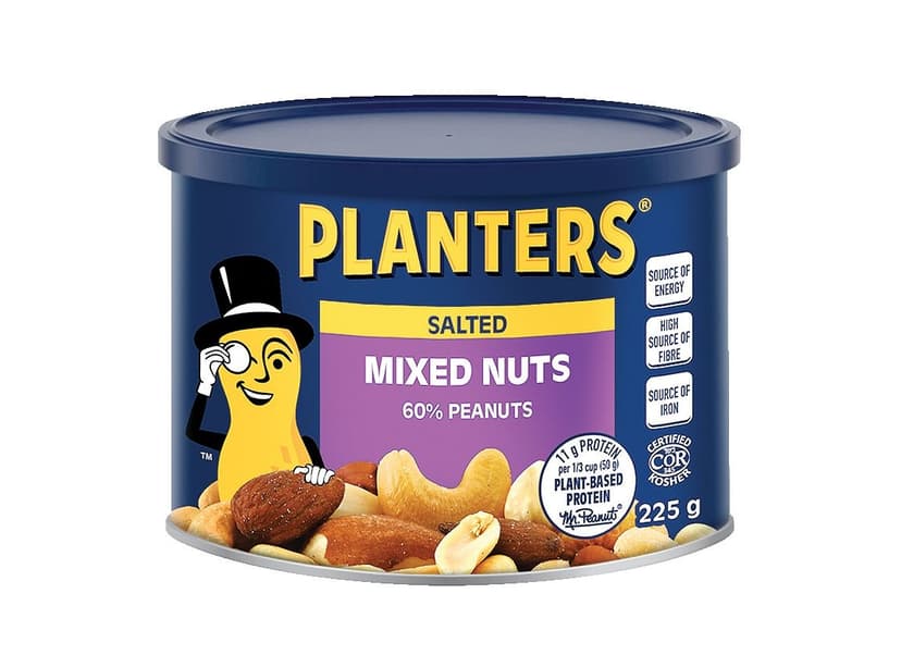 Planters Salted Mixed Nuts 60% Peanuts Tin, 225-g