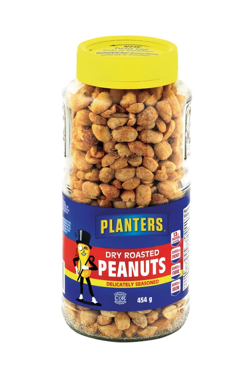 Planters Delicately Seasoned Dry Roasted Peanuts Jar, 454-g