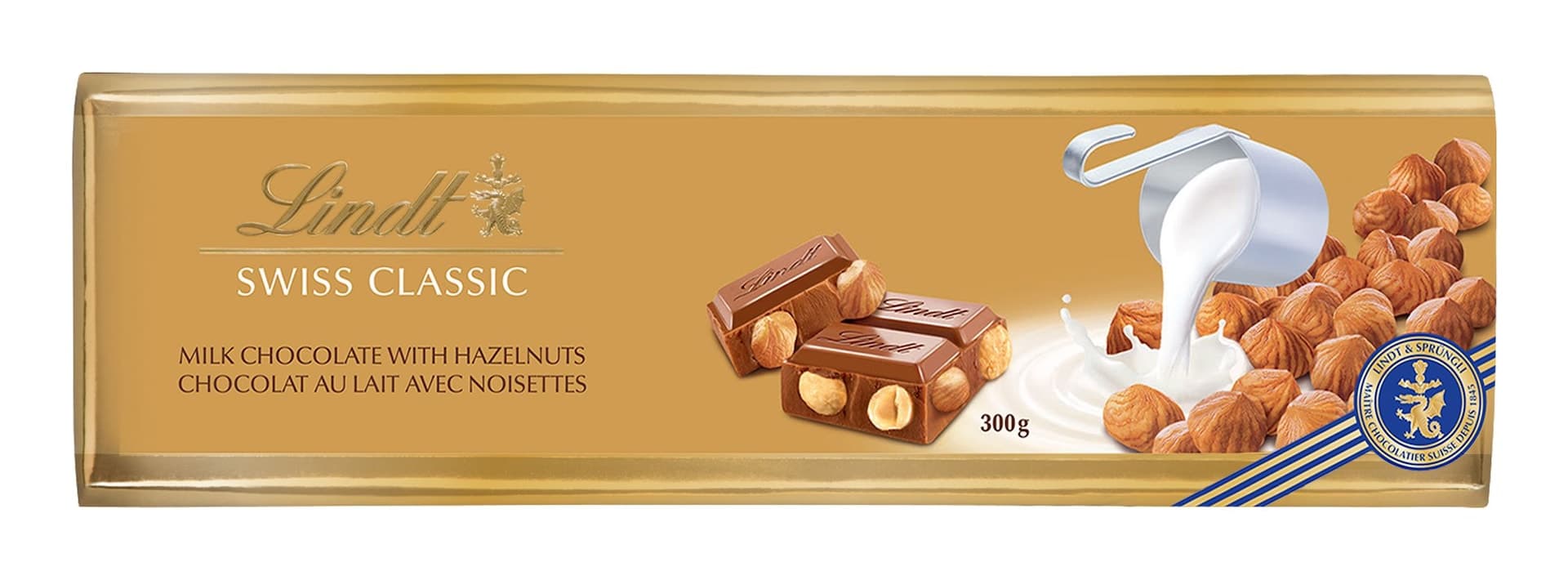 Lindt Swiss Classic Milk Chocolate with Hazelnuts, 300-g