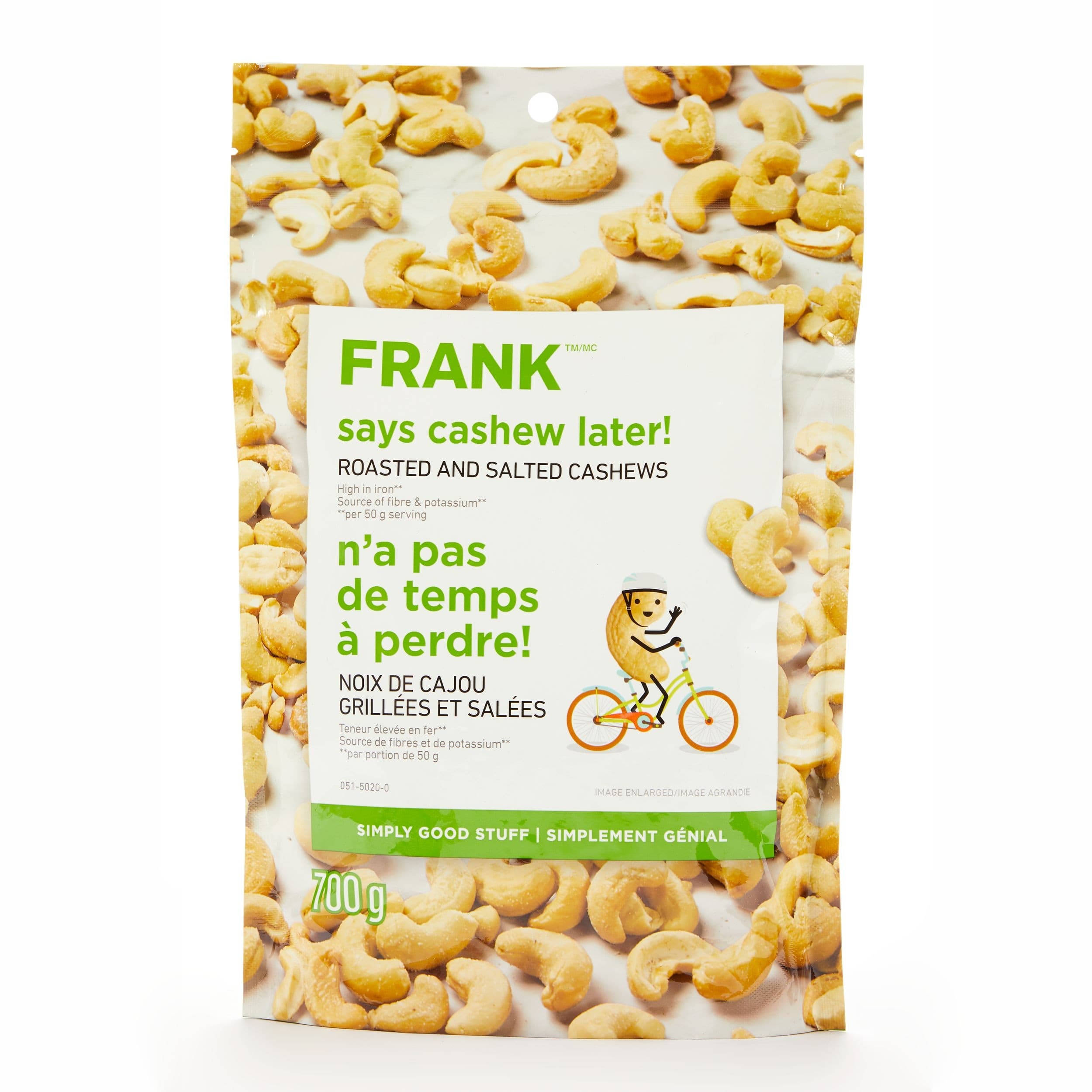 FRANK Roasted & Salted Cashews, 700-g
