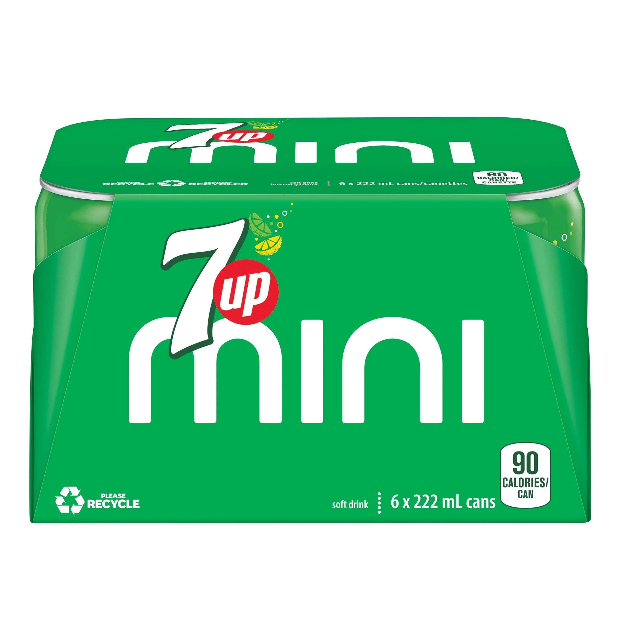 7Up Soft Drink, Sleek Mini Cans, 222-mL, 6-pk
