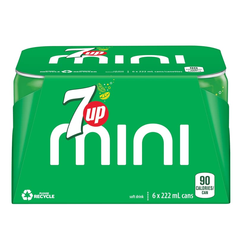 7Up Soft Drink, Sleek Mini Cans, 222-mL, 6-pk
