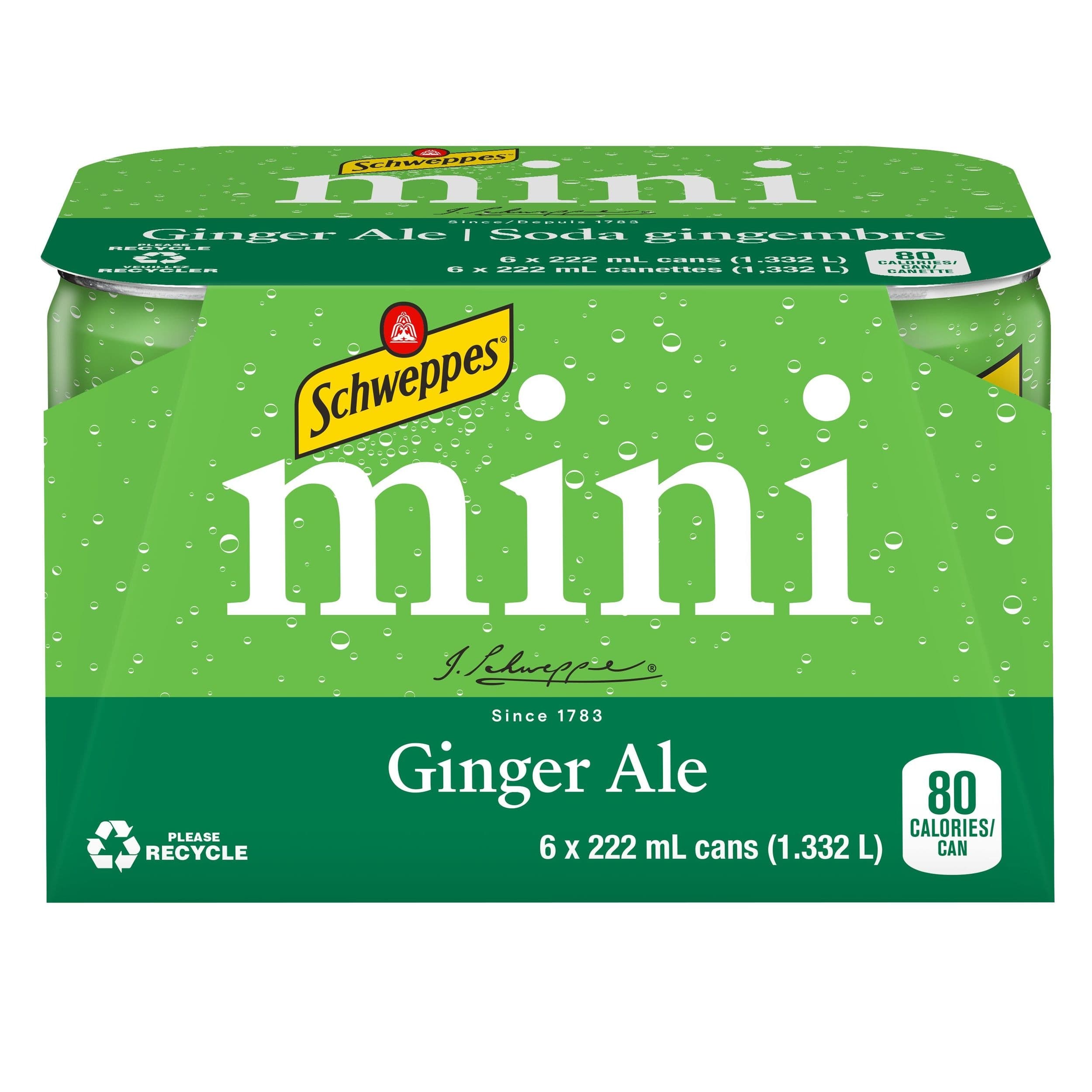 Schweppes Ginger Ale, Sleek Mini Cans, 222-mL, 6-pk