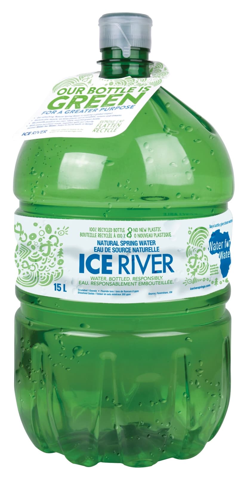 Ice River Green Bottle Natural Spring Water, 15-L