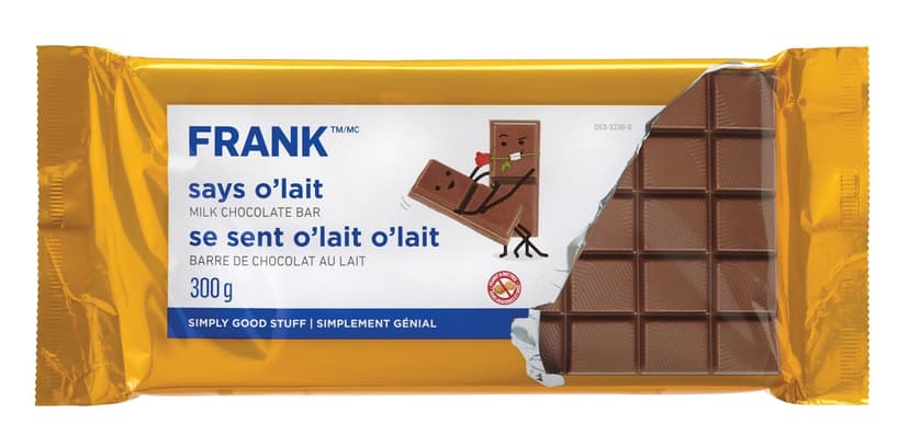 FRANK Milk Chocolate Bar, 300-g, Creamy Chocolate Treat