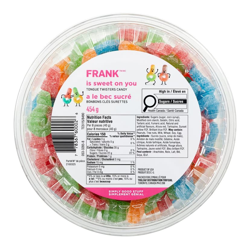 FRANK Sour Key Candy Tub, 454-g