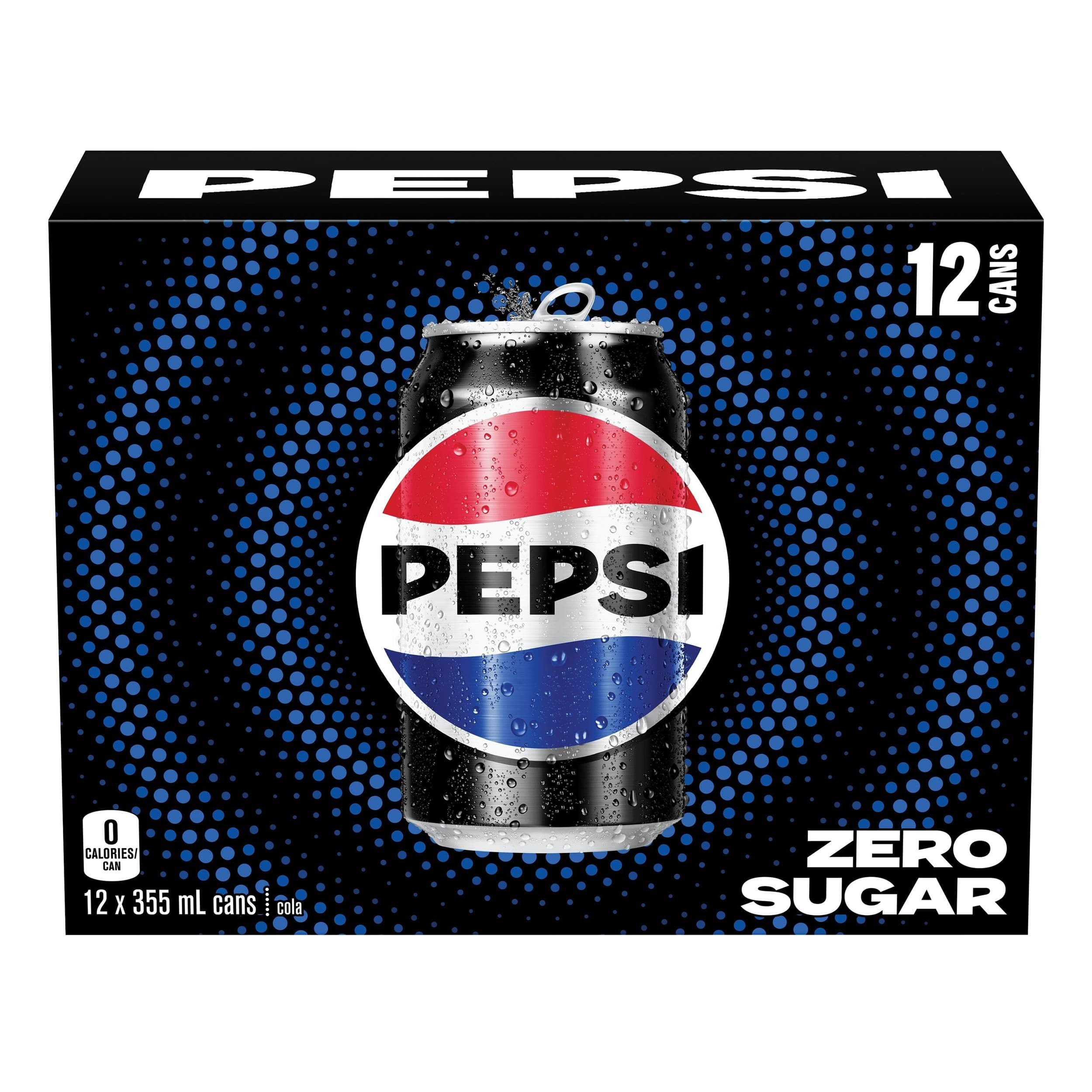 Pepsi Zero Sugar Soda, 12 x 355-ml