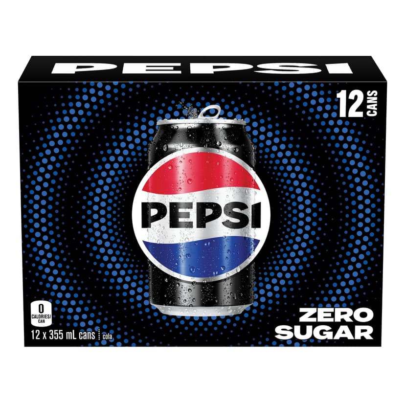 Pepsi Zero Sugar Soda, 12 x 355-ml