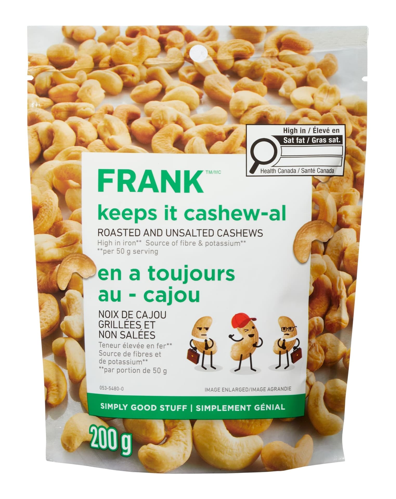 FRANK Roasted & Unsalted Cashews, 200-g