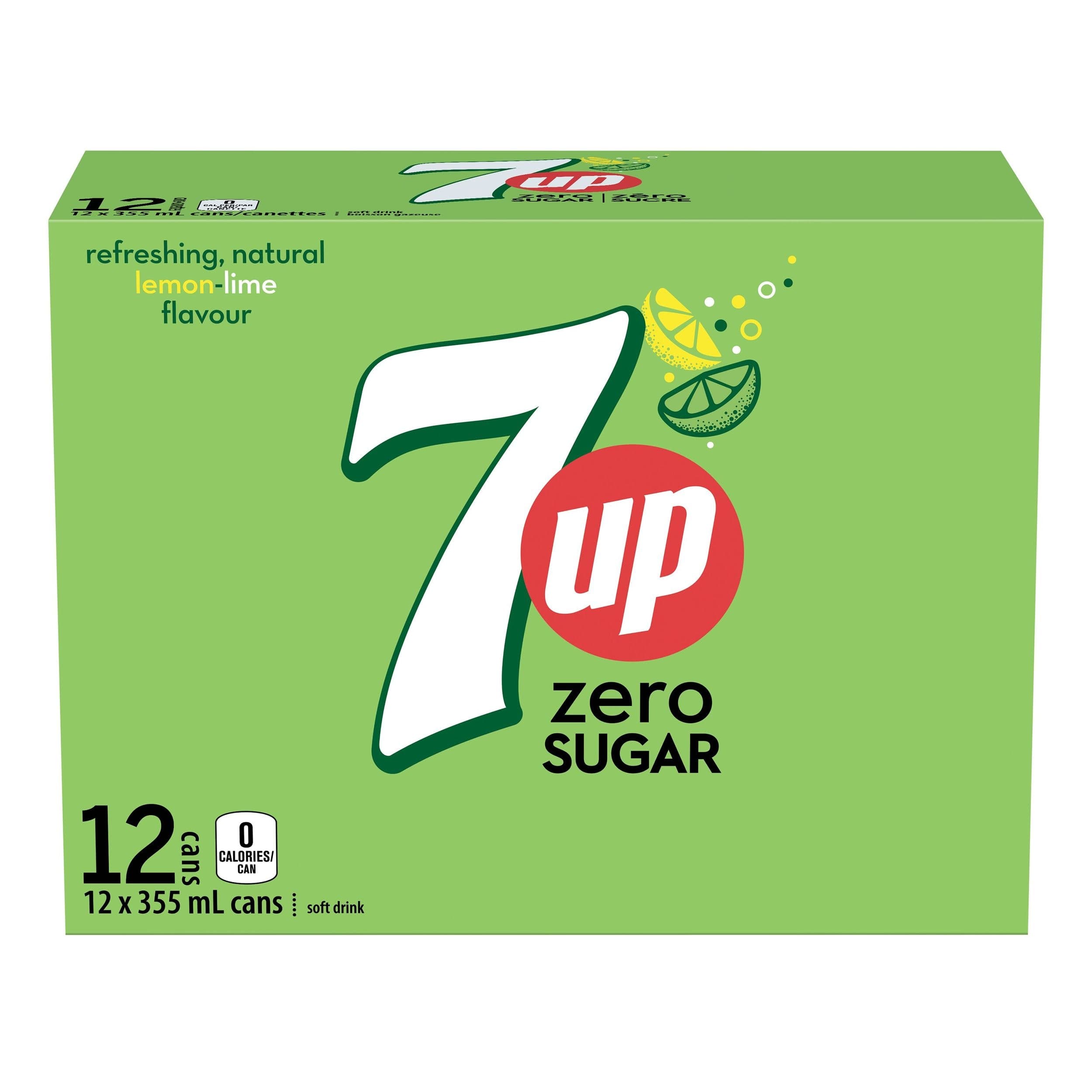 7UP Zero Lemon Lime Soda, 12 x 355-ml