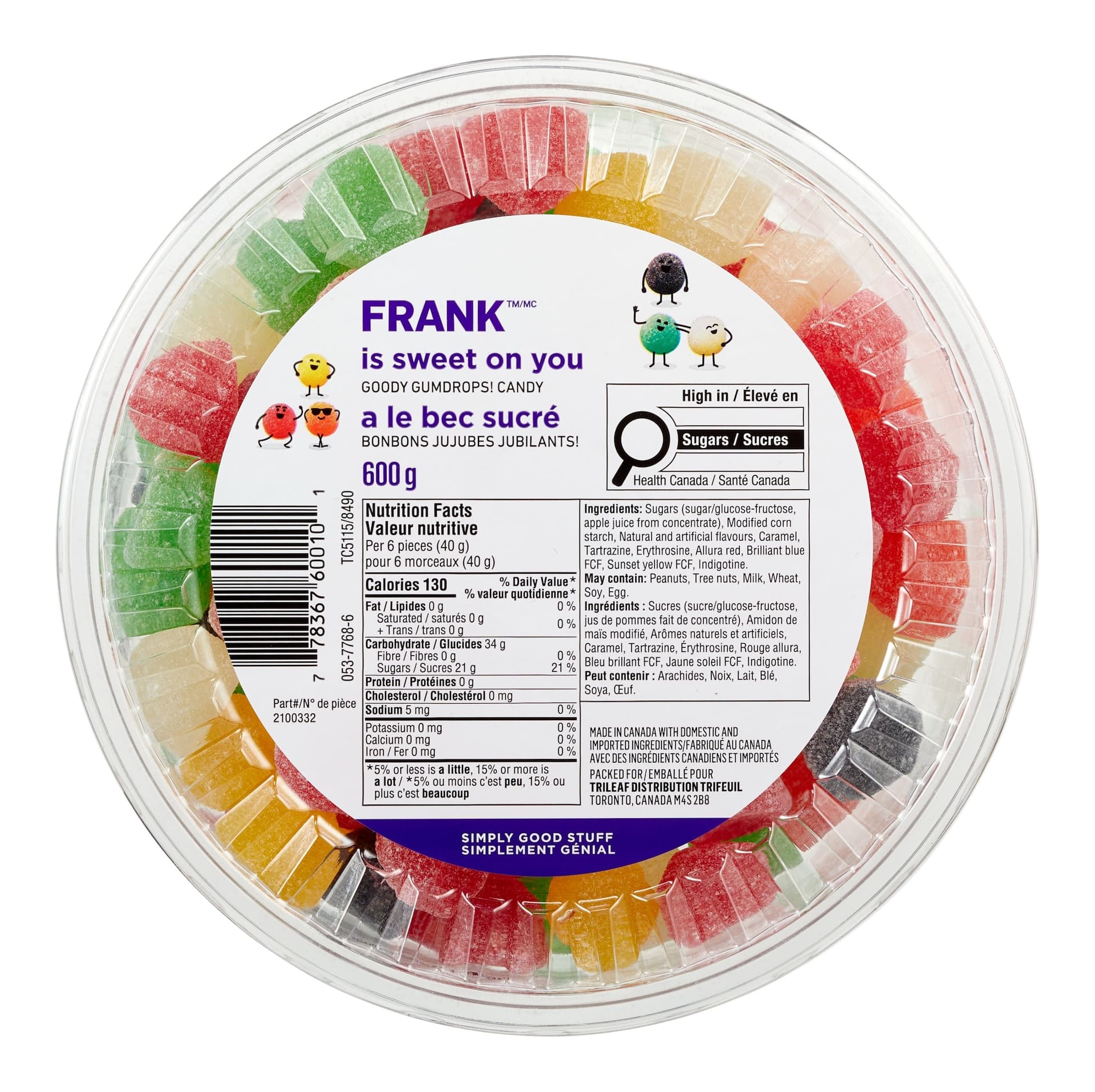 FRANK Gum Drops Candy, 600-g