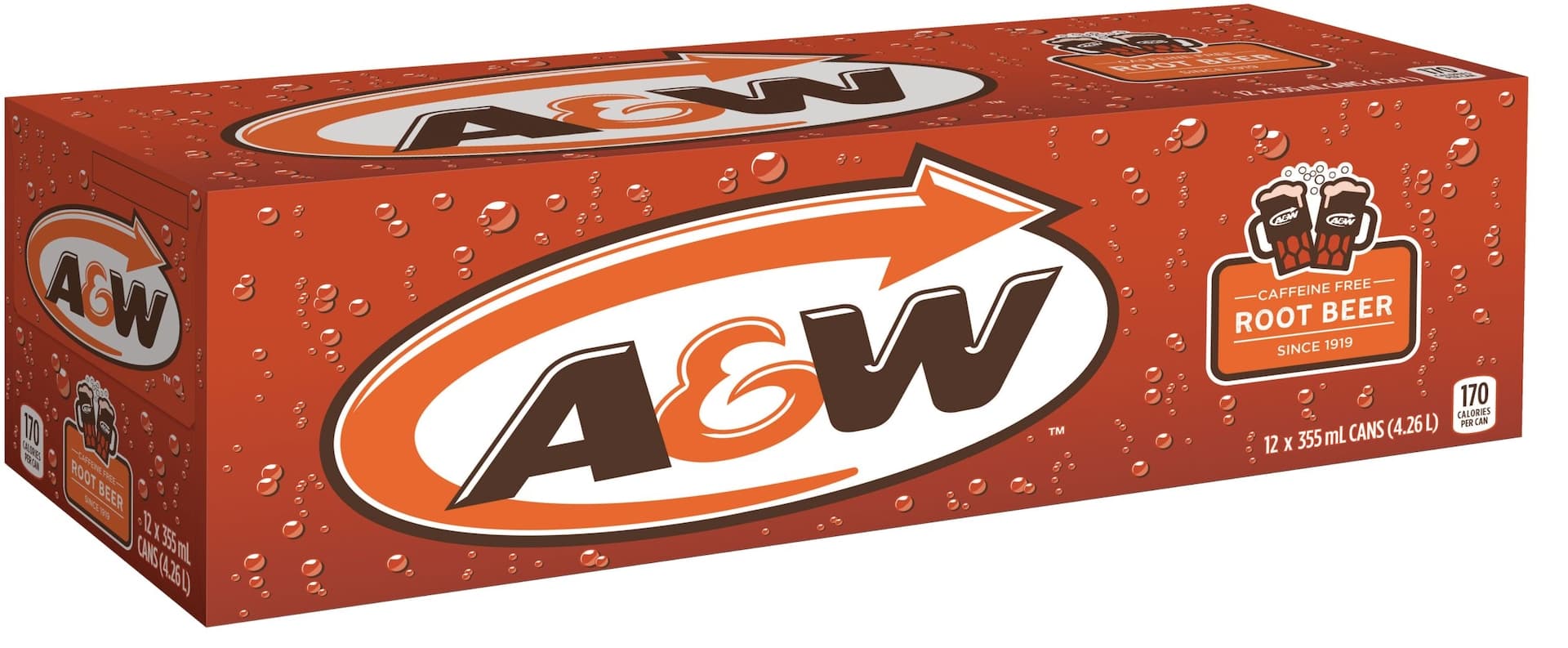 A&W Caffine Free Root Beer, 12 x 355-ml