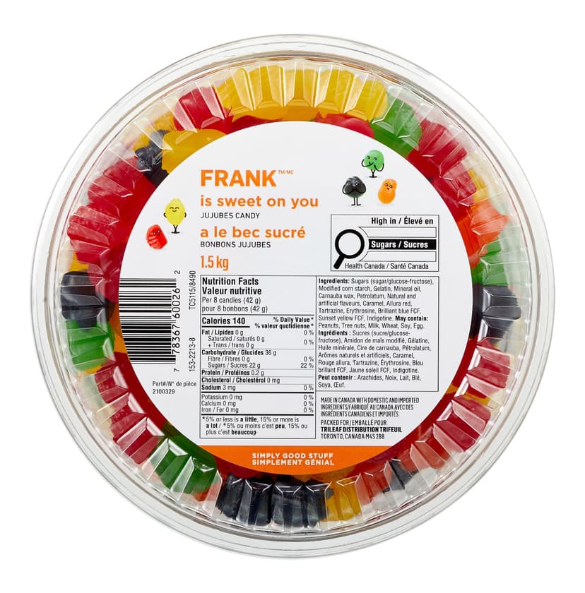 FRANK JuJubes Candy Tub, 1.5-kg