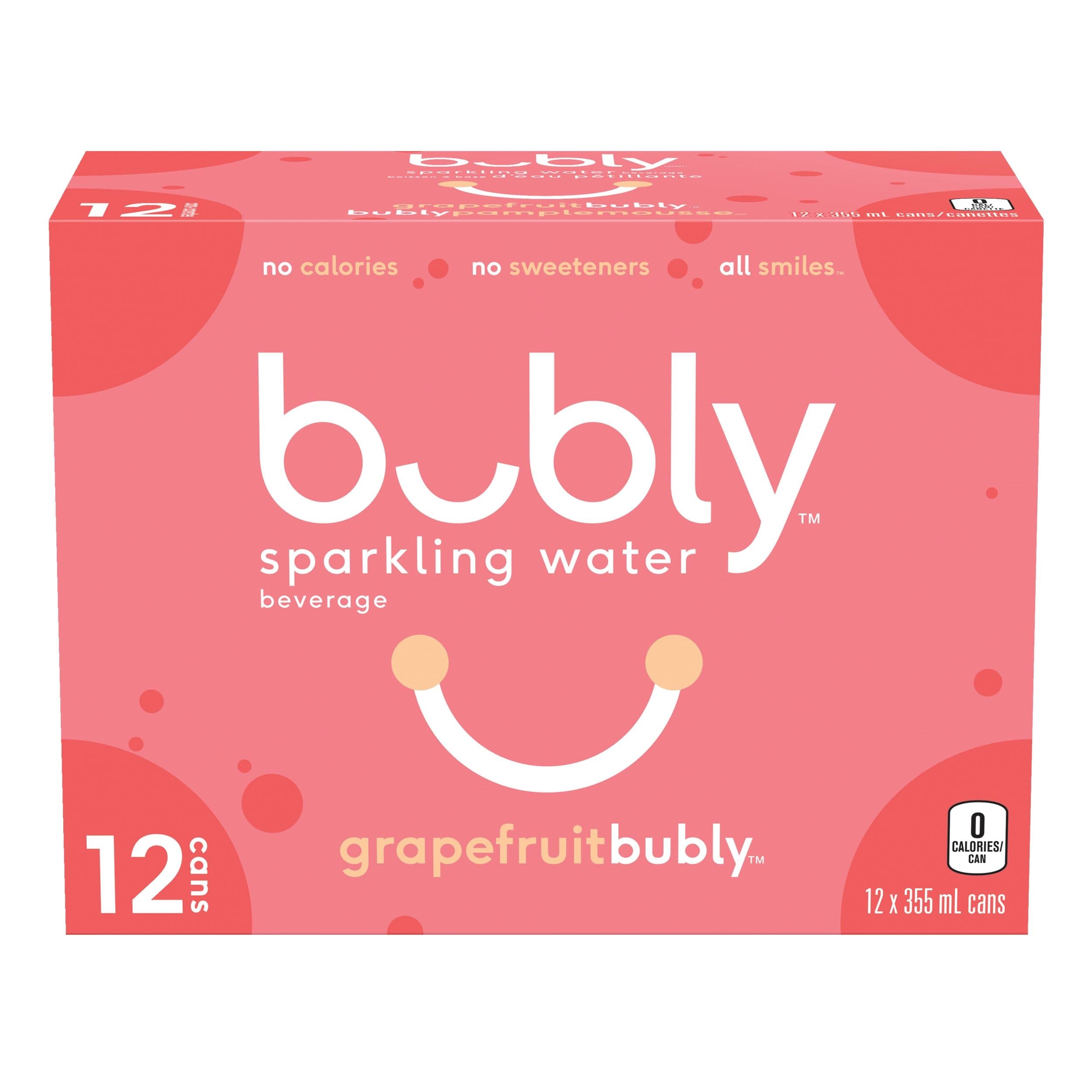 Bubly Grapefruit Sparkling Water, 355-mL, 12-pk