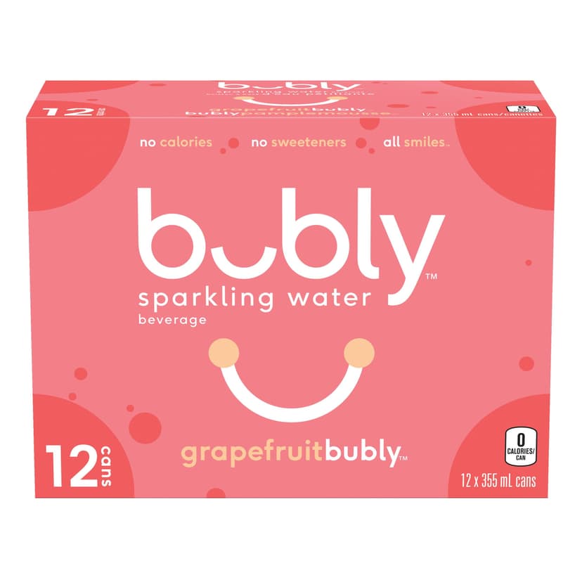 Bubly Grapefruit Sparkling Water, 355-mL, 12-pk