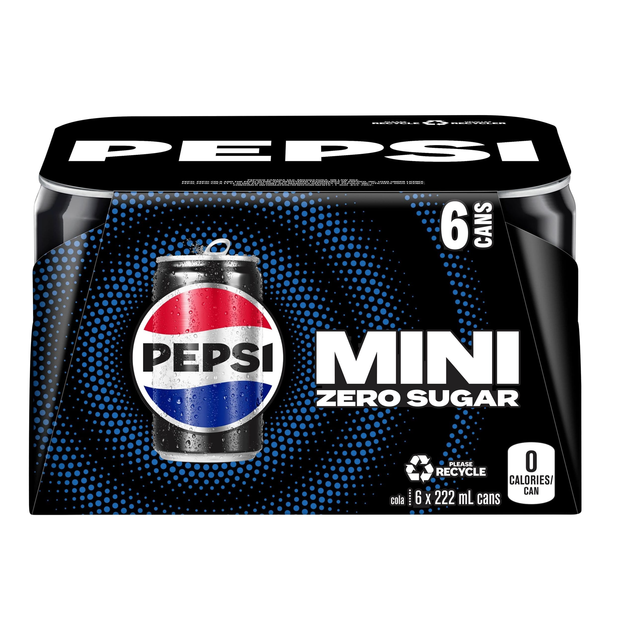 Pepsi Zero Sugar Cola, Sleek Mini Cans, 222-mL, 6-pk